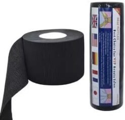 Disposable Barber Neck Roll Strips, Stretchy Paper, for Haircut Styling, Salon Use, Black